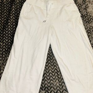 Talbots White Wide-Leg Drawstring Sweatpants